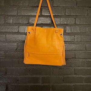 Soft Orange Leather Shoulder Bag (Made in Italy)